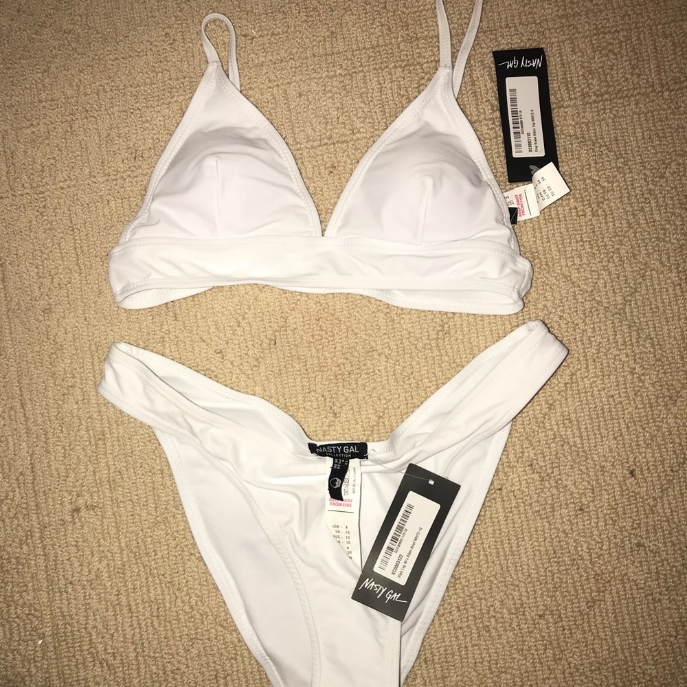 White Nasty Gal Bikini Top and Bottoms